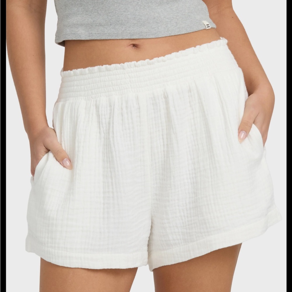 Pact White Gauze Elastic Waist Shorts